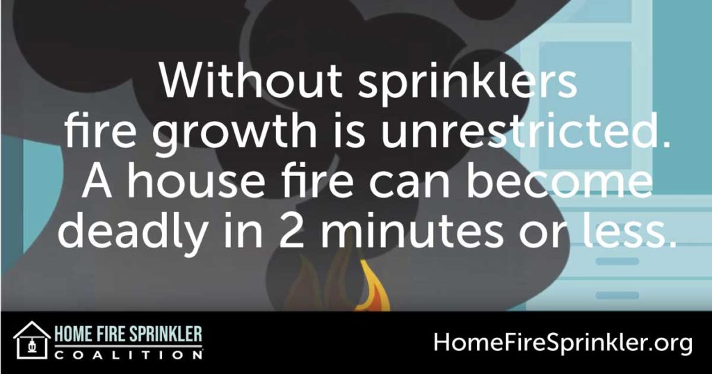 without sprinklers fire growth is unrestricted.