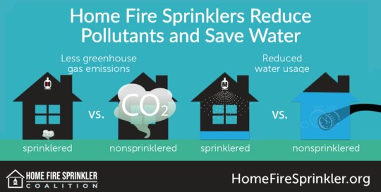 home fire sprinklers -reduce pollutants and save water