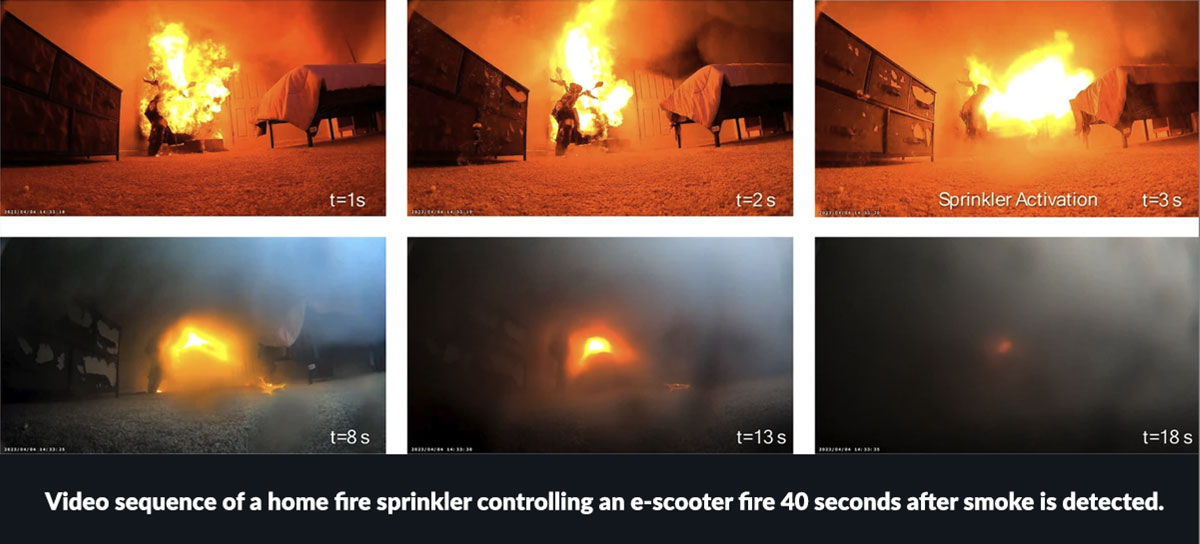 Video sequence of escooter fire